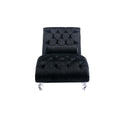 Coomoreleisure Concubine Sofa With Acrylic Feet Black Velvet