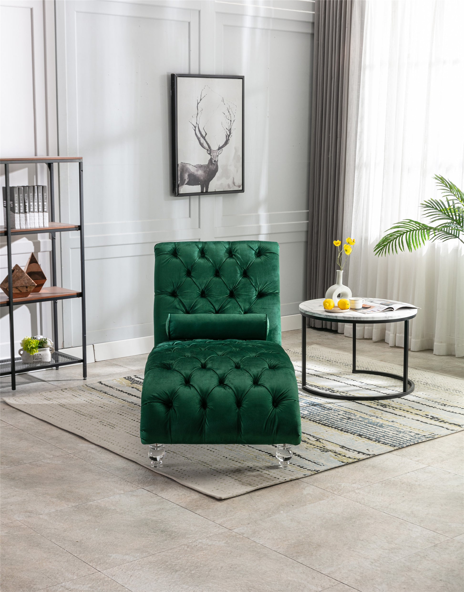 Coomoreleisure Concubine Sofa With Acrylic Feet Emerald Velvet