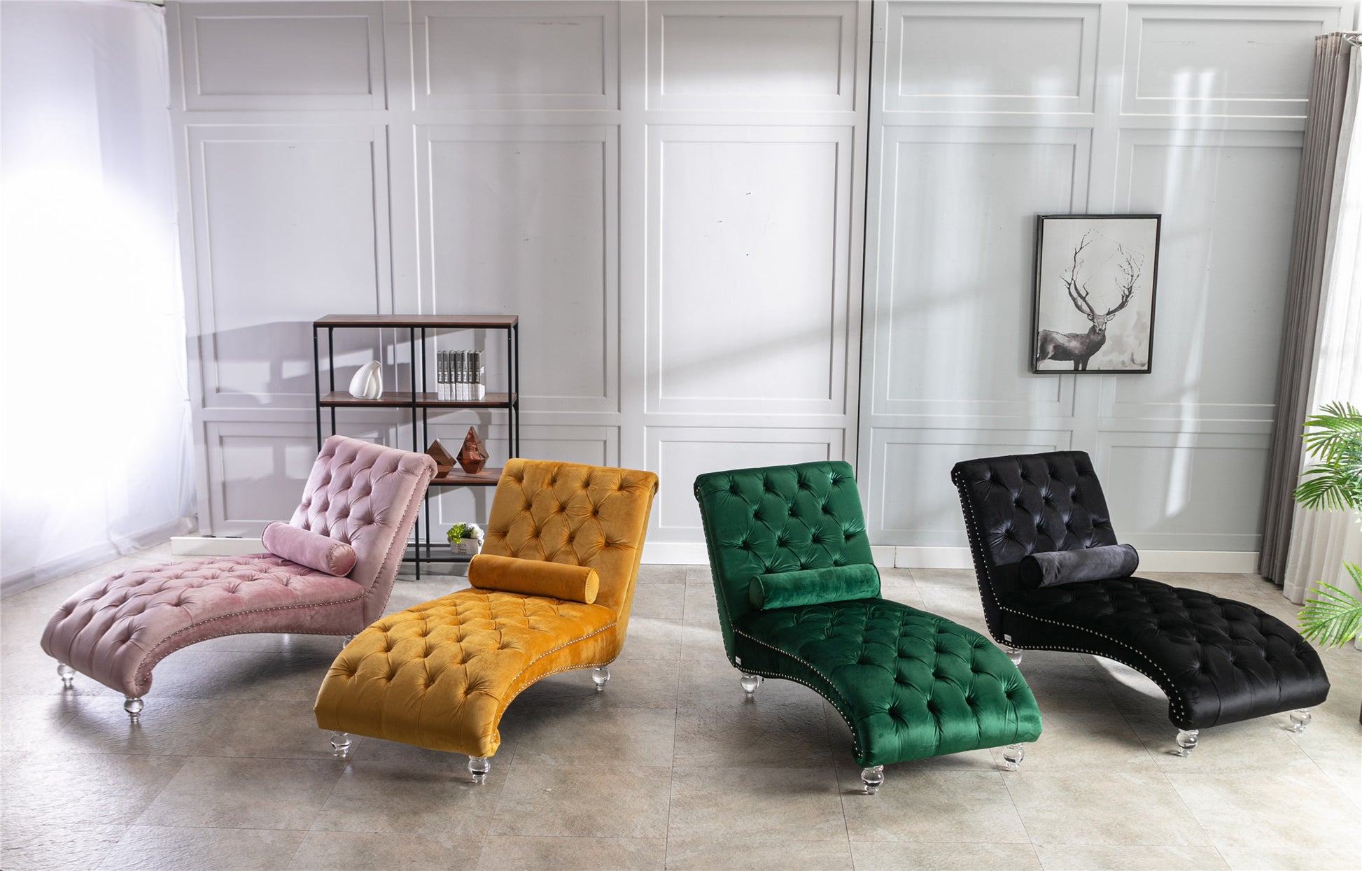 Coomoreleisure Concubine Sofa With Acrylic Feet Light Blue Velvet