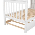 Twin Over Twin Bunk Bed With Trundle And Storage, White Twin White Pine