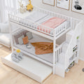 Twin Over Twin Bunk Bed With Trundle And Storage, White Twin White Pine