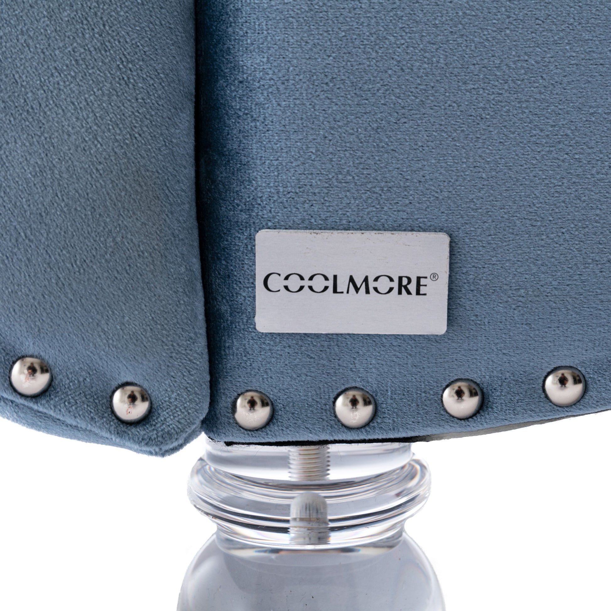 Coomoreleisure Concubine Sofa With Acrylic Feet Light Blue Velvet