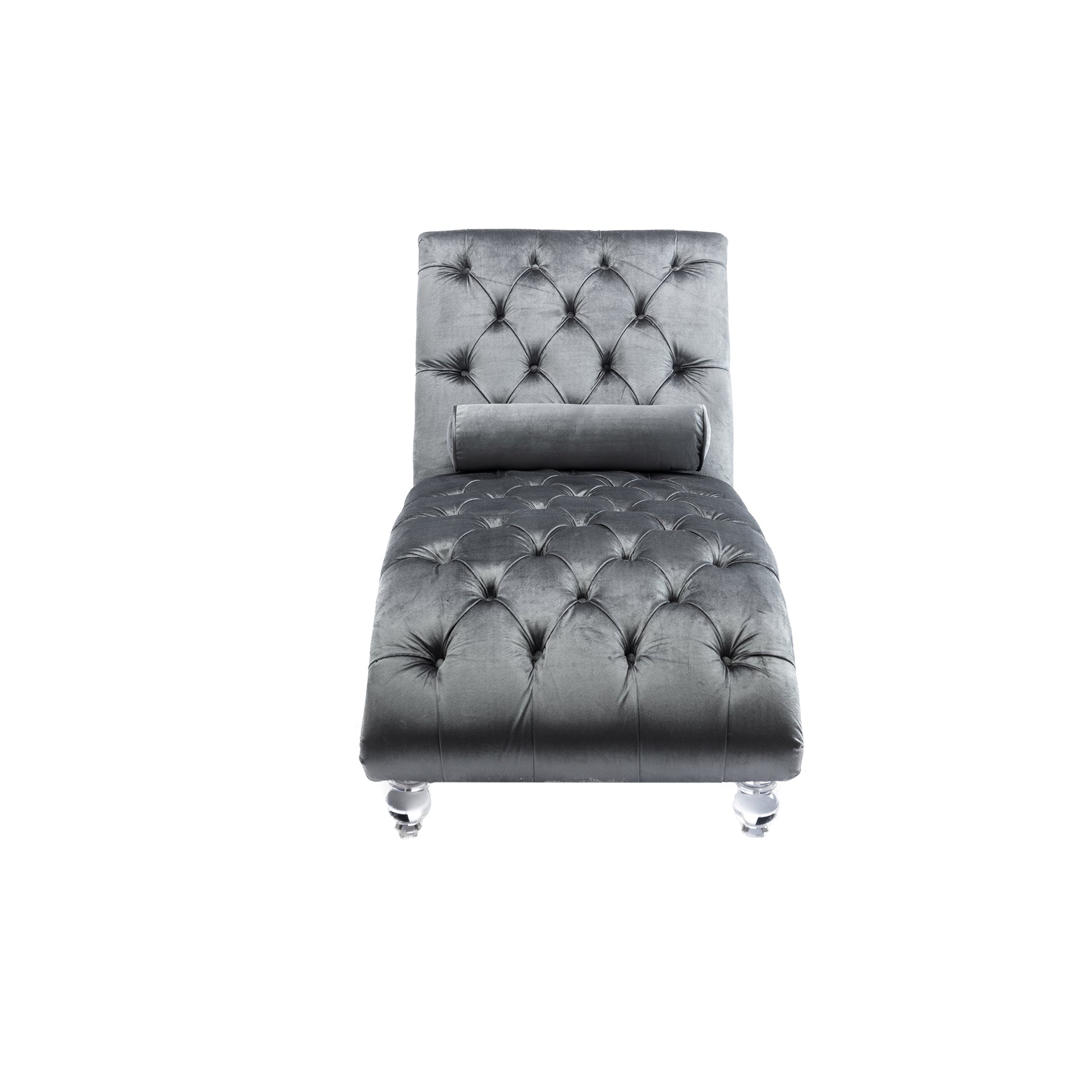 Coomoreleisure Concubine Sofa With Acrylic Feet Silver Velvet