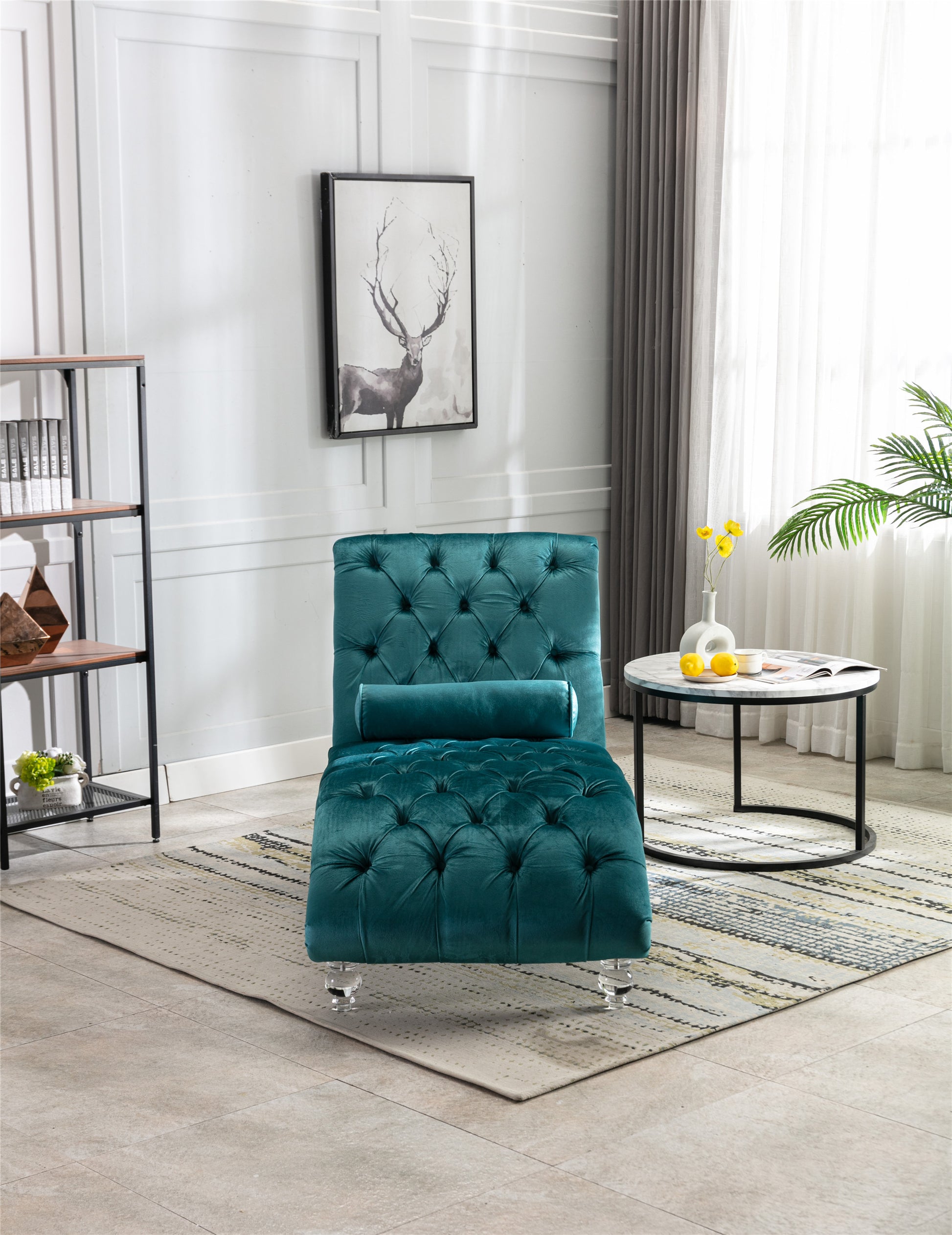 Coomoreleisure Concubine Sofa With Acrylic Feet Teal Velvet