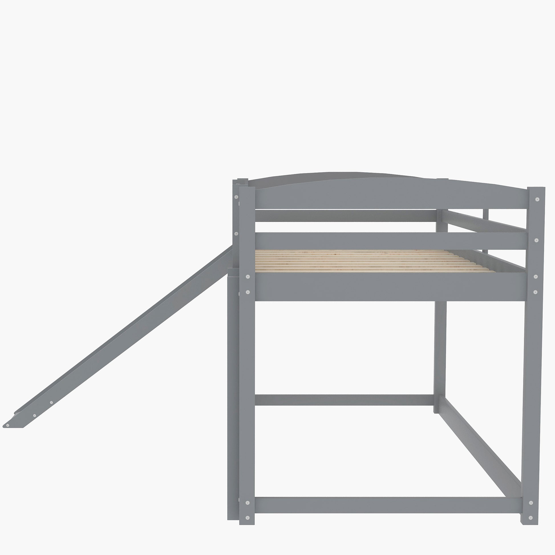 Twin Over Twin Bunk Bed With Convertible Slide And Laddergray Old Sku:Wf281725Aae Gray Pine