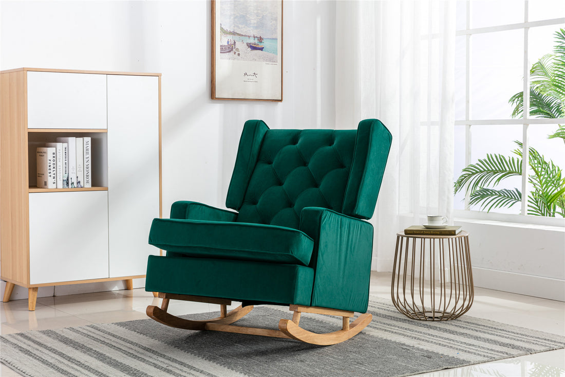 Coolmore Living Room Comfortable Rocking Chair Accent Chair Emerald Polyester