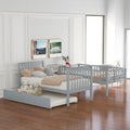 Twin Over Twin Bunk Bed With Trundle And Storage, Gray Twin Gray Pine