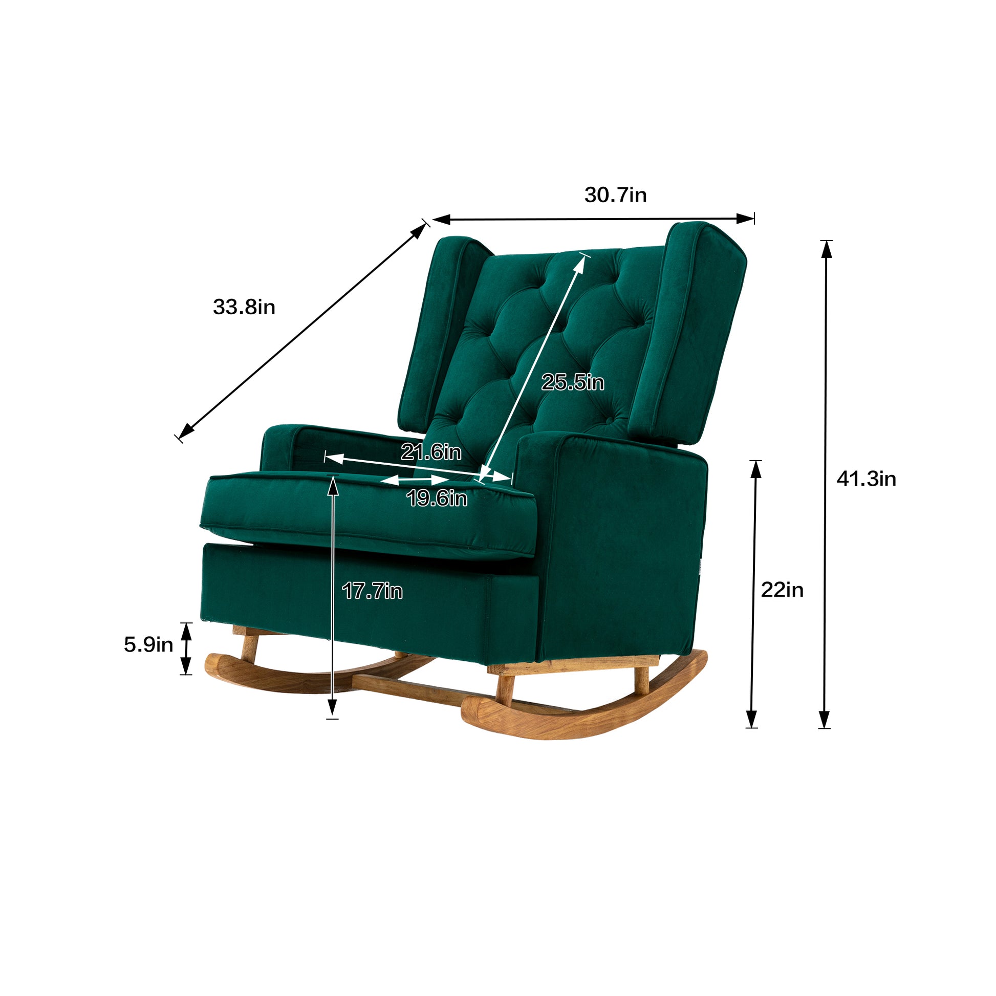 Coolmore Living Room Comfortable Rocking Chair Accent Chair Emerald Polyester