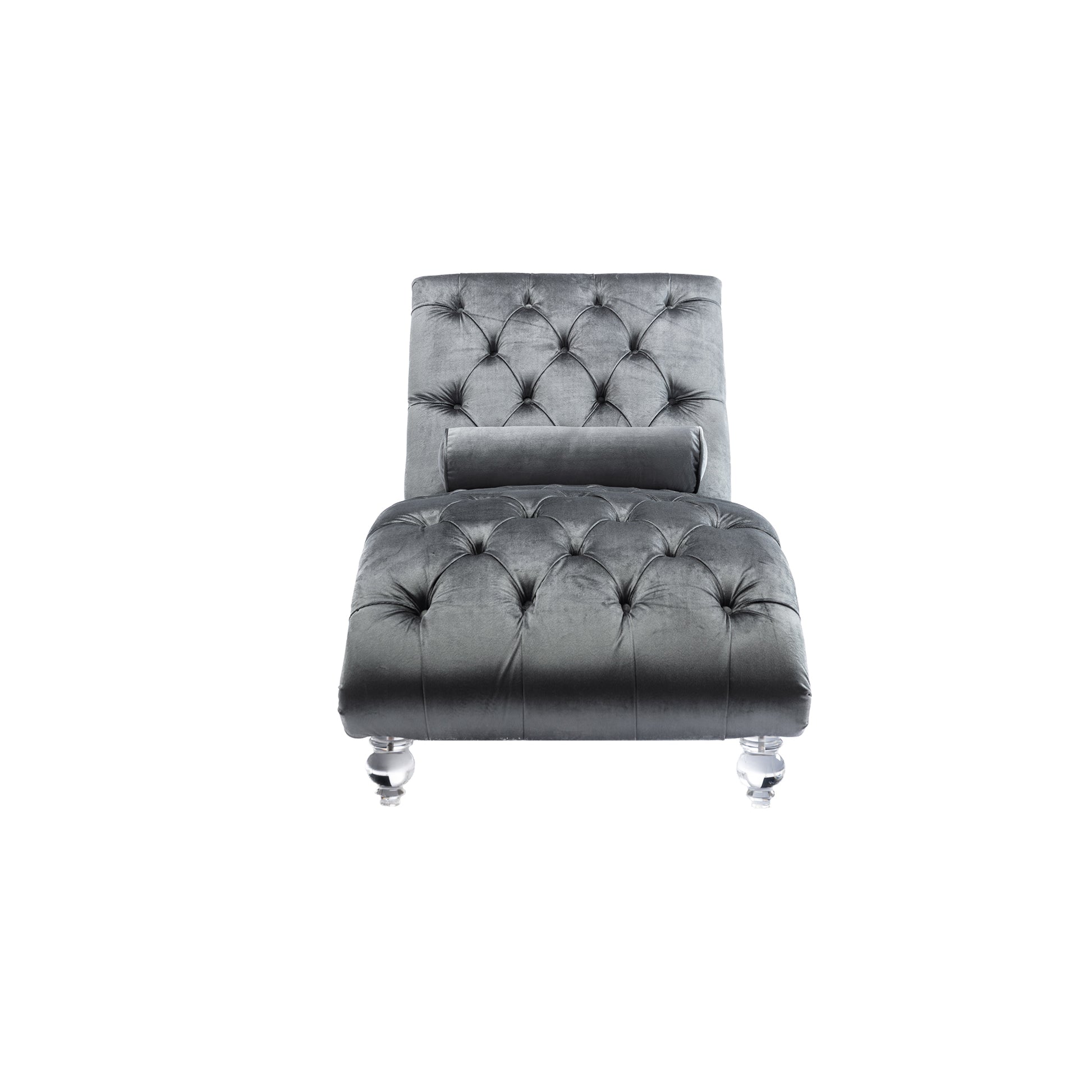 Coomoreleisure Concubine Sofa With Acrylic Feet Silver Velvet