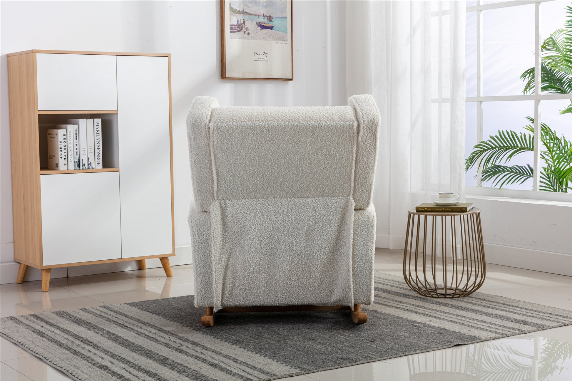 Coolmore Living Room Comfortable Rocking Chair Accent Chair White Teddy Polyester