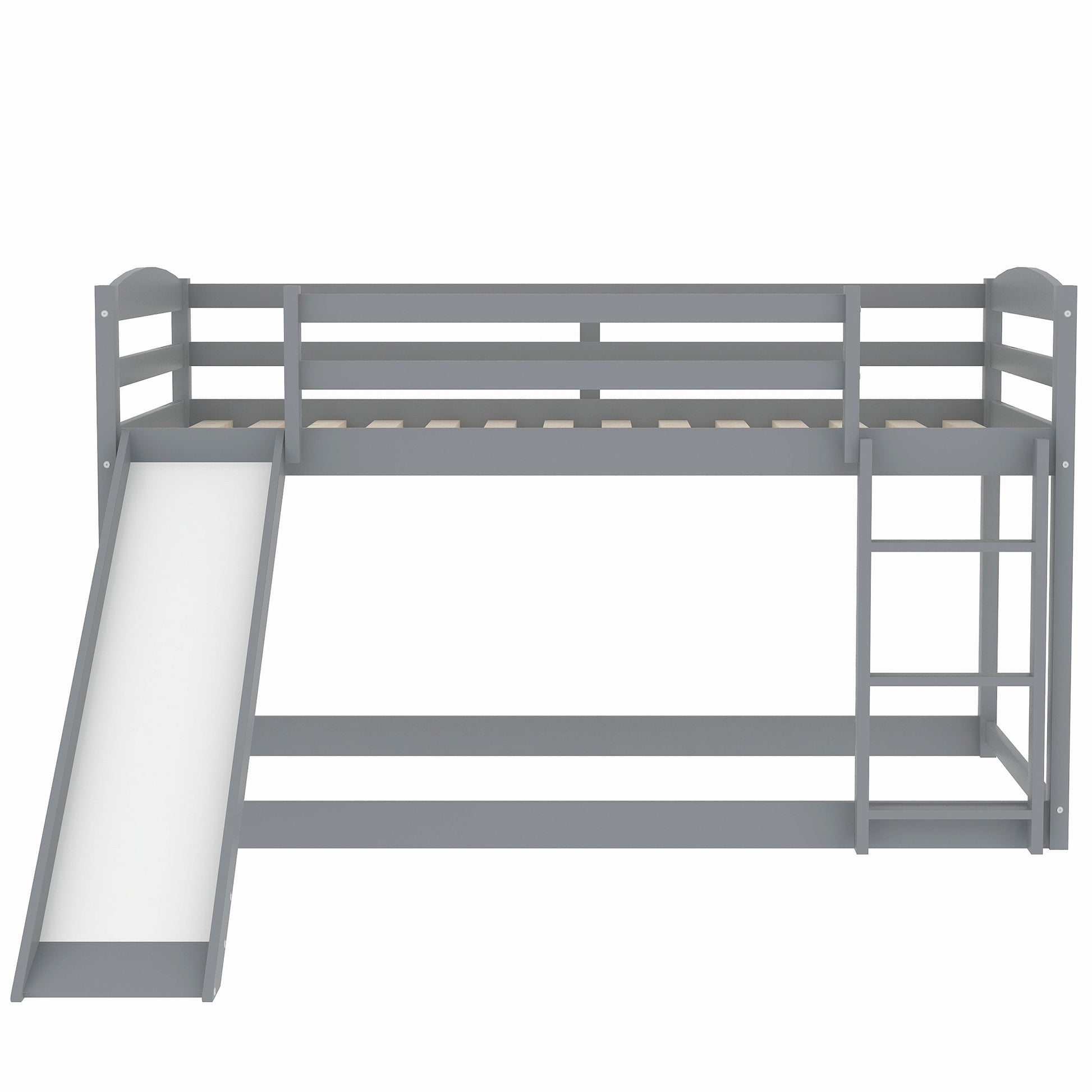 Twin Over Twin Bunk Bed With Convertible Slide And Laddergray Old Sku:Wf281725Aae Gray Pine