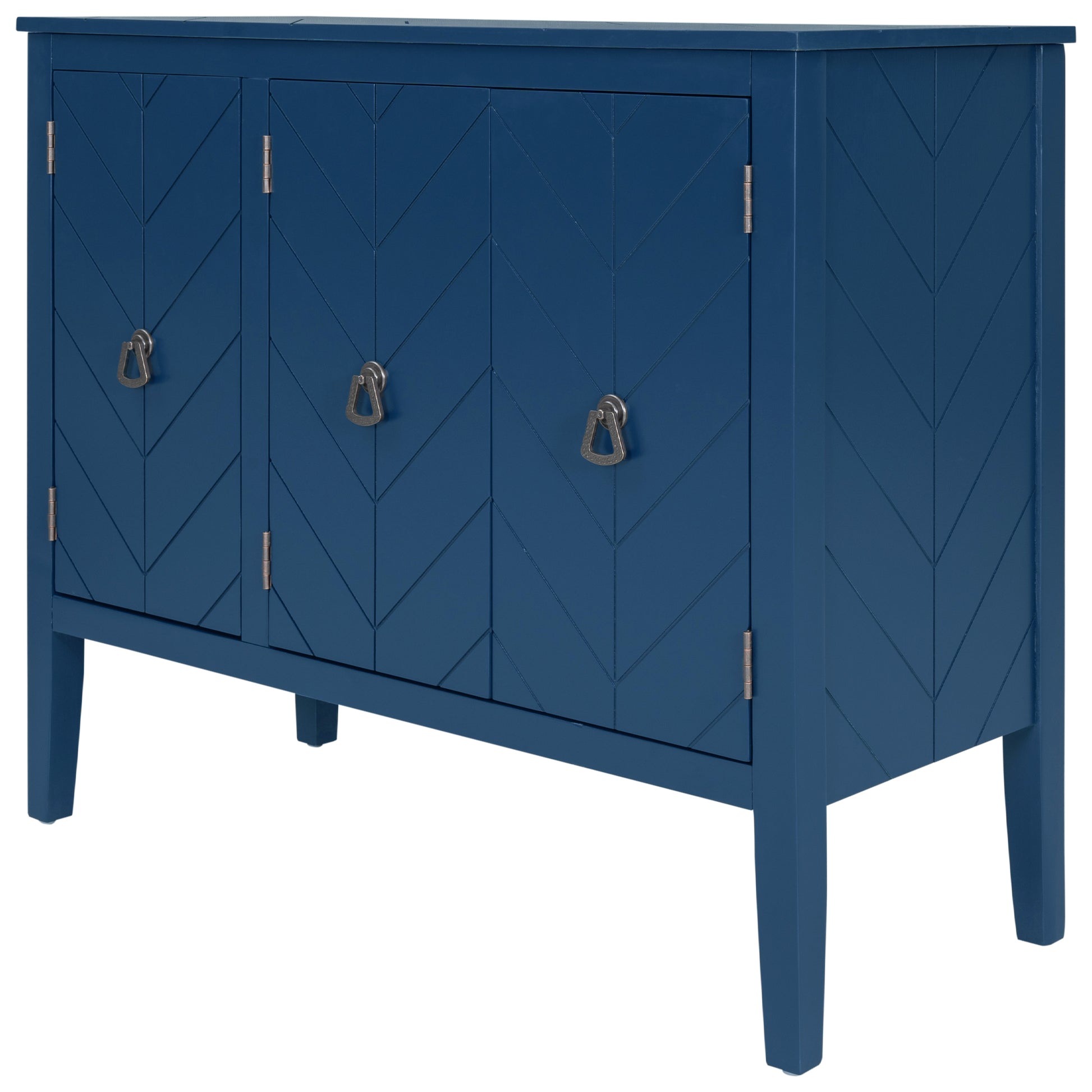 Accent Storage Cabinet Wooden Cabinet With Adjustable Shelf, Antique Gray, Entryway, Living Room, Study Room Navy Blue Mdf