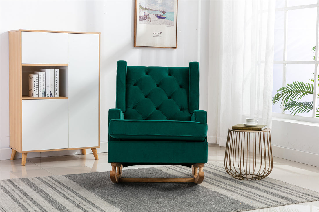 Coolmore Living Room Comfortable Rocking Chair Accent Chair Emerald Polyester