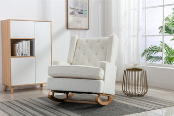 Coolmore Living Room Comfortable Rocking Chair Accent Chair White Teddy Polyester