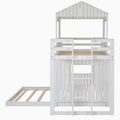 Wooden Twin Over Full Bunk Bed, Loft Bed With Playhouse, Farmhouse, Ladder And Guardrails, White Old Sku: Lt000027Aak White Solid Wood