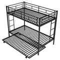 Twin Over Twin Bunk Bed With Trundle, Black Old Sku:Mf192387Aab Black Metal