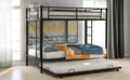 Twin Over Twin Bunk Bed With Trundle, Black Old Sku:Mf192387Aab Black Metal