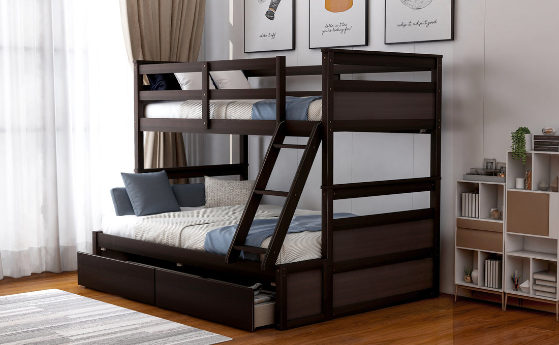 Twin Over Full Bunk Bed With Storage Espresso Old Sku :Lp000022Aap Twin Espresso Solid Wood