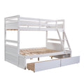 Twin Over Full Bunk Bed With Storage White Old Sku :Lp000022Aak Twin White Solid Wood
