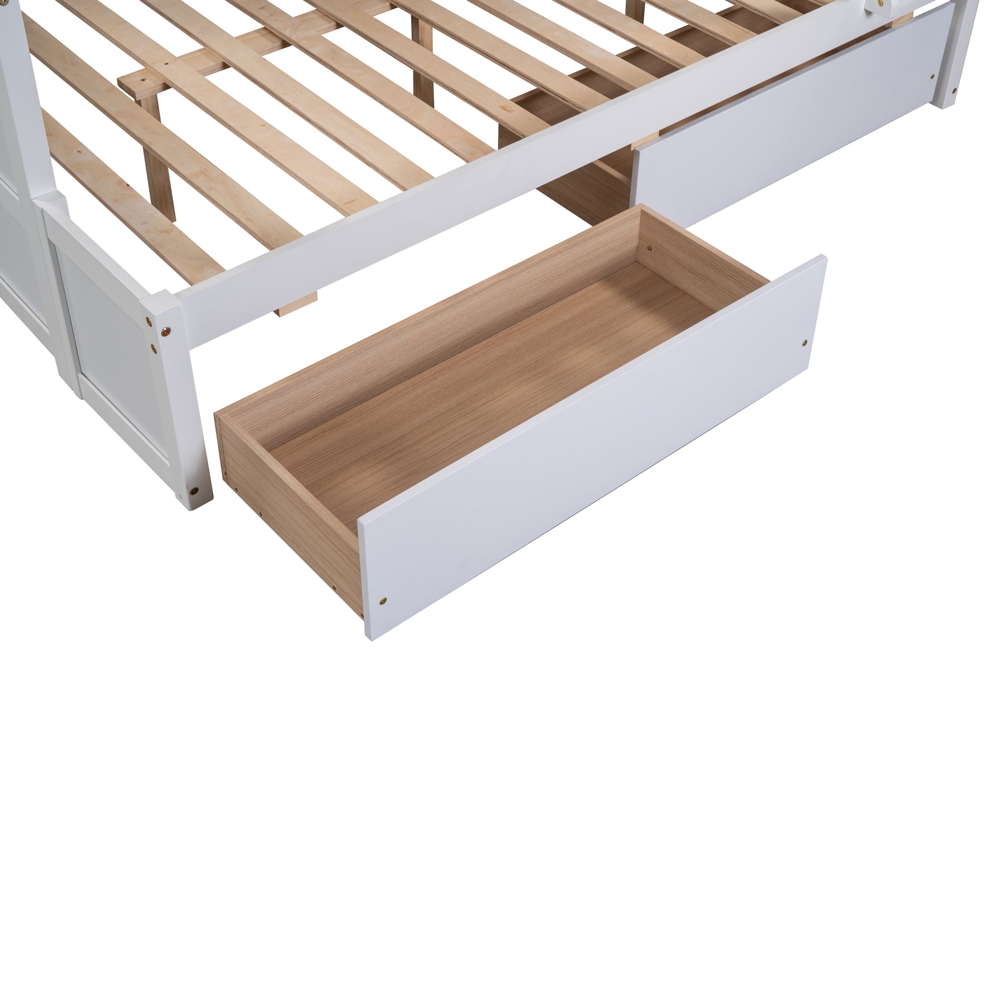 Twin Over Full Bunk Bed With Storage White Old Sku :Lp000022Aak Twin White Solid Wood