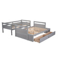 Twin Over Full Bunk Bed With Storage Gray Old Sku :Lp000022Aae Twin Gray Solid Wood