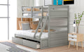 Twin Over Full Bunk Bed With Storage Gray Old Sku :Lp000022Aae Twin Gray Solid Wood