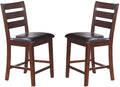 Set Of 2 Chairs Dining Room Furniture Antique Walnut Wood Finish Cushioned Solid Wood Counter Height Chairs Faux Leather Cushion Walnut Brown Dining Room Modern,Rustic,Transitional Dining Chairs Ladder Back Solid Wood