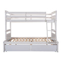 Twin Over Full Bunk Bed With Storage White Old Sku :Lp000022Aak Twin White Solid Wood