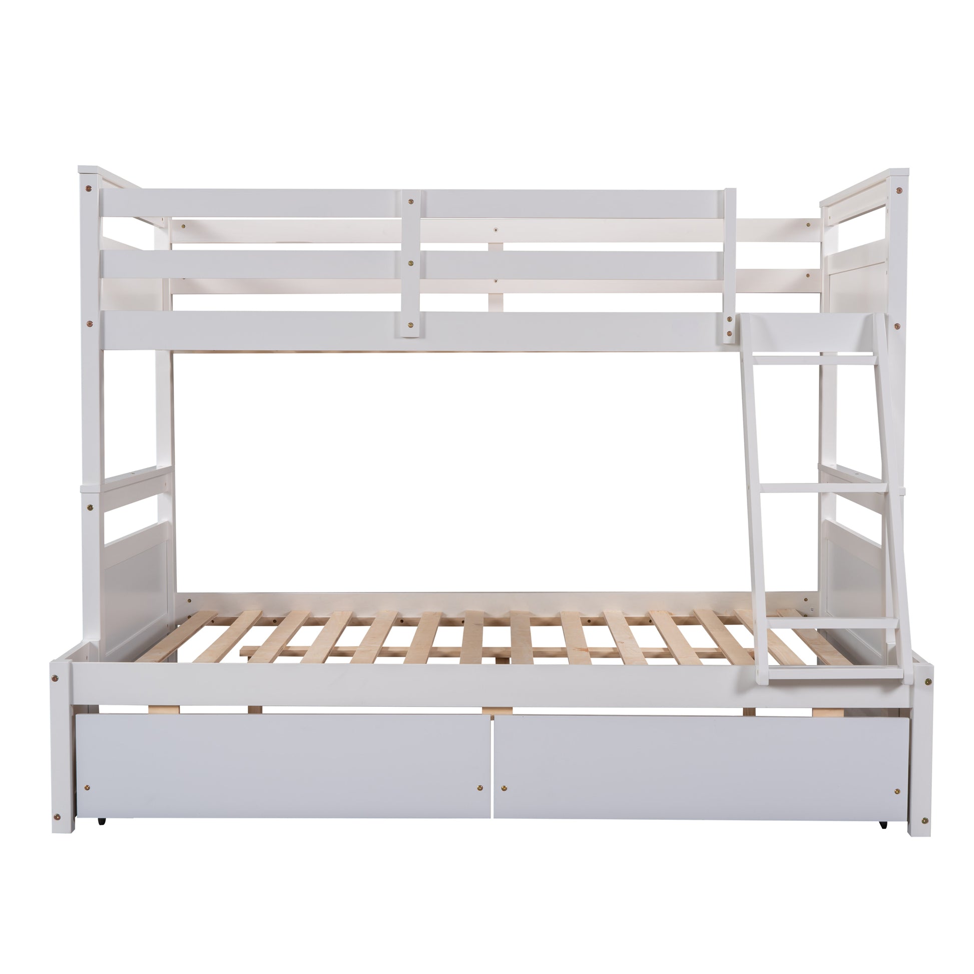 Twin Over Full Bunk Bed With Storage White Old Sku :Lp000022Aak Twin White Solid Wood