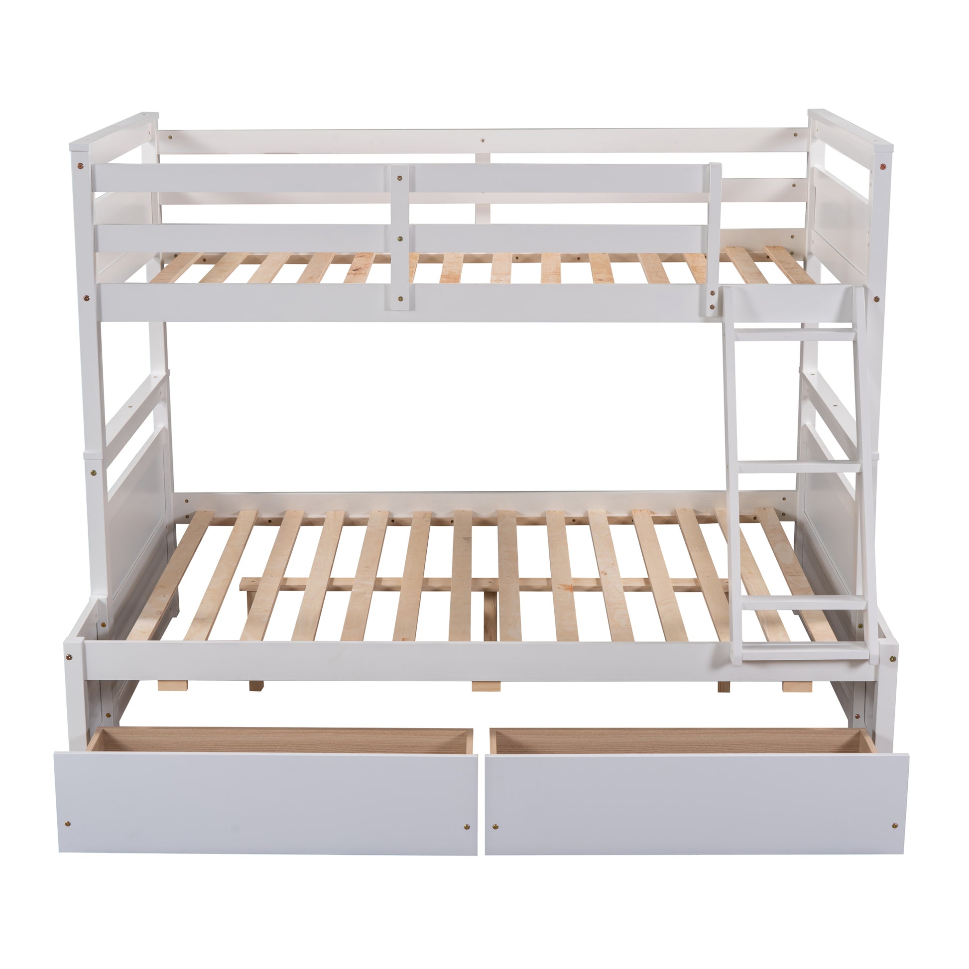 Twin Over Full Bunk Bed With Storage White Old Sku :Lp000022Aak Twin White Solid Wood
