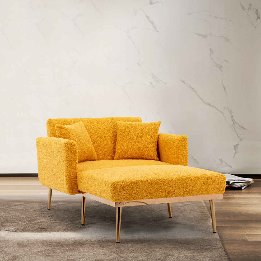 Coolmore Fashionable And Classic Style Chaise Lounge Chair Accent Chair For Living Room, Bedroom Mustard Teddy Mustard Teddy Foam Teddy