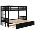 Twin Over Pull Out Bunk Bed With Trundle, Espresso Twin Espresso Pine