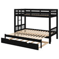 Twin Over Pull Out Bunk Bed With Trundle, Espresso Twin Espresso Pine