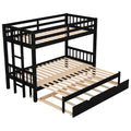 Twin Over Pull Out Bunk Bed With Trundle, Espresso Twin Espresso Pine