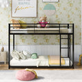 Twin over Twin Metal Bunk Bed, Low Bunk Bed with black-steel