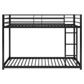 Twin over Twin Metal Bunk Bed, Low Bunk Bed with black-steel