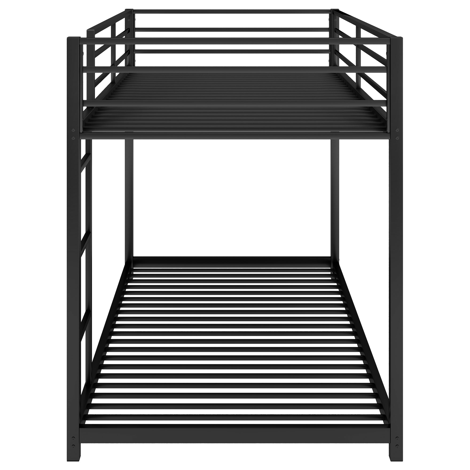 Twin over Twin Metal Bunk Bed, Low Bunk Bed with black-steel