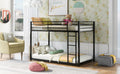 Twin over Twin Metal Bunk Bed, Low Bunk Bed with black-steel