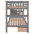 Stairway Twin Over Twin Bunk Bed With Three Drawers For Bedroom, Dorm Gray Old Sku: Lp000309Aae Gray Solid Wood