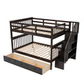 Stairway Full Over Full Bunk Bed With Drawer, Storage And Guard Rail For Bedroom, Espresso Color Old Sku: Lp000310Aap Espresso Solid Wood