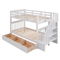 Stairway Twin Over Twin Bunk Bed With Three Drawers For Bedroom, Dorm White Old Sku: Lp000309Aak White Solid Wood