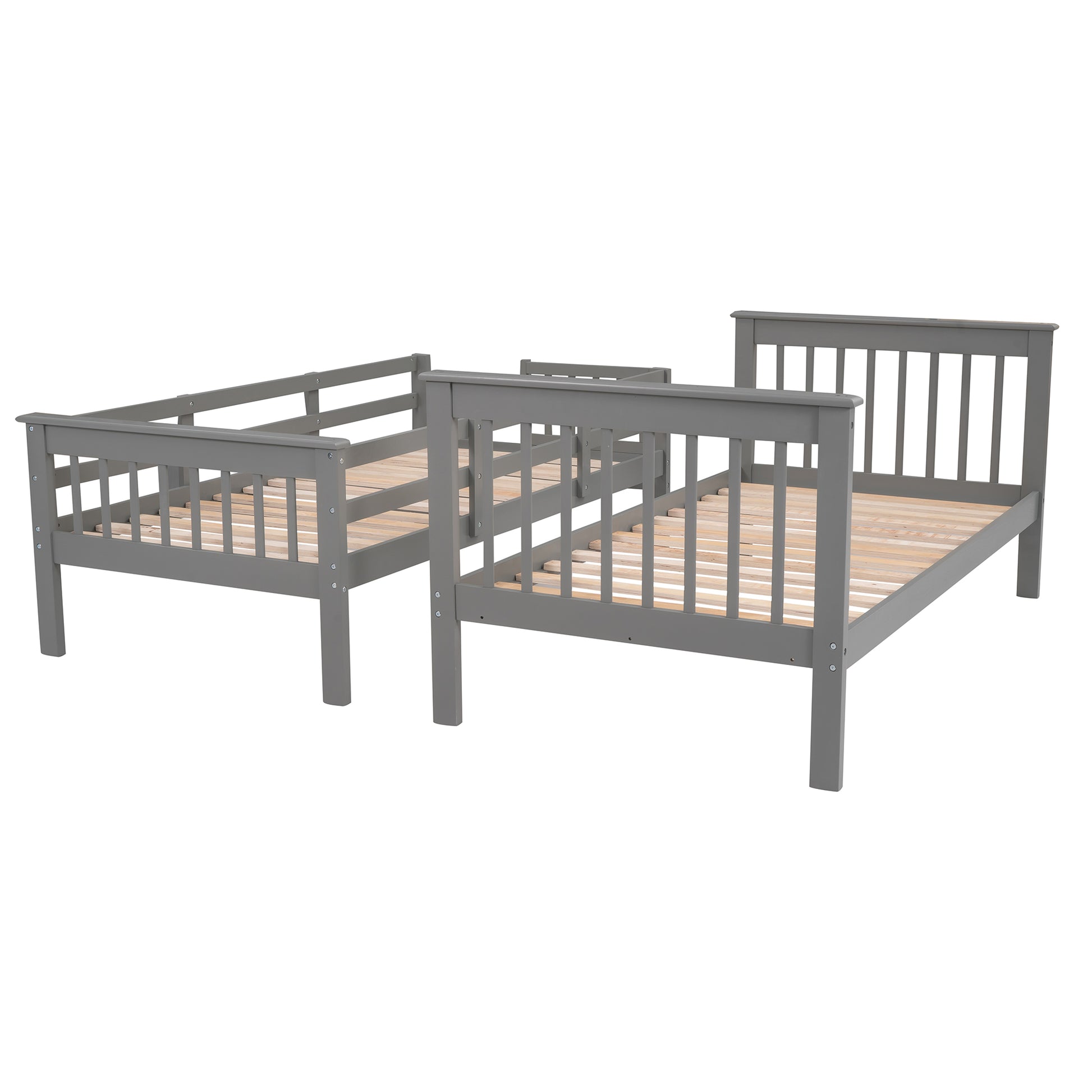 Stairway Twin Over Twin Bunk Bed With Three Drawers For Bedroom, Dorm Gray Old Sku: Lp000309Aae Gray Solid Wood