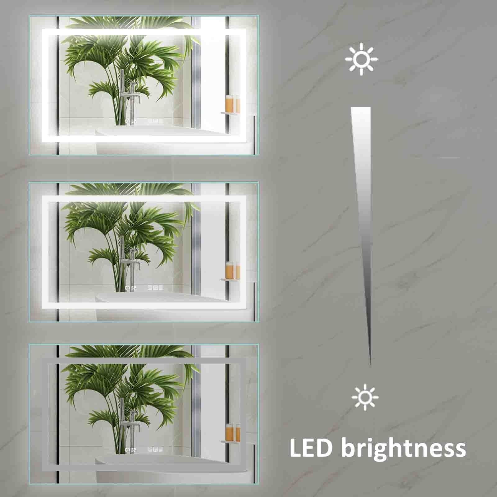 24''X40''Led Lighted Bathroom Medicine Mirror Cabinet With Light Sensor Night Light Anthracite Aluminium