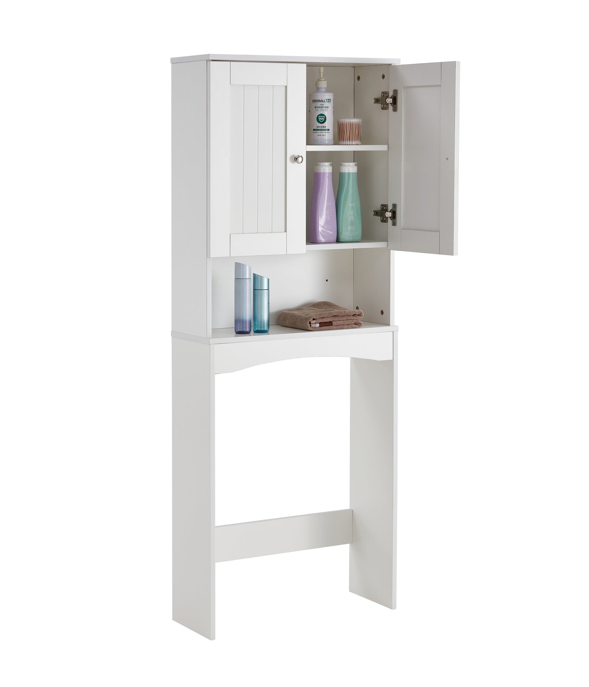 Home Bathroom Shelf Over The Toilet, Bathroom Spacesaver, Bathroom Storage Cabinet Organizer,White Matte White Mdf Mdf