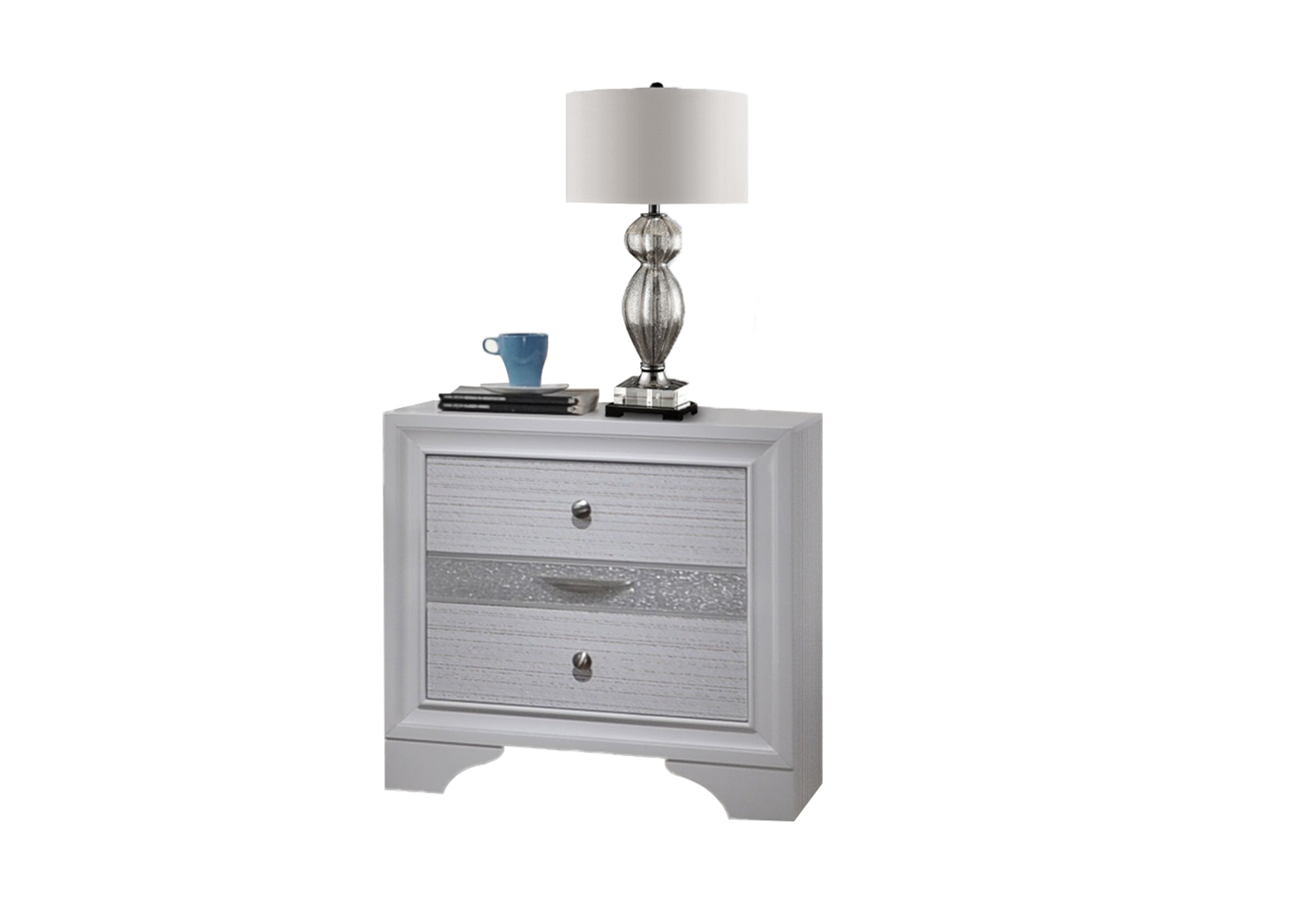 Matrix Traditional 2 Drawer Nightstand Made With Wood In White White 2 Drawers Bedroom Bedside Cabinet Traditional Drawers White Solid Wood Mdf Wood