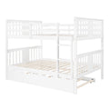 Full Over Full Bunk Bed With Twin Size Trundle And Ladder White Old Sku: Lp000204Aak White Solid Wood