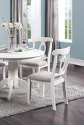 Classic Design Dining Room 5pc Set Round Table 4x side wood-white-white-wood-dining