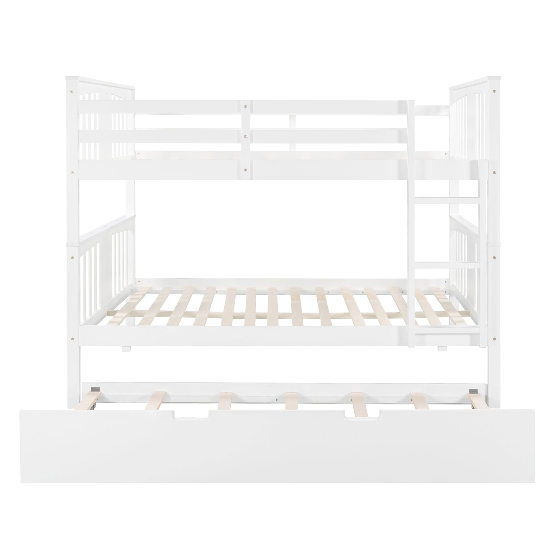 Full Over Full Bunk Bed With Twin Size Trundle And Ladder White Old Sku: Lp000204Aak White Solid Wood