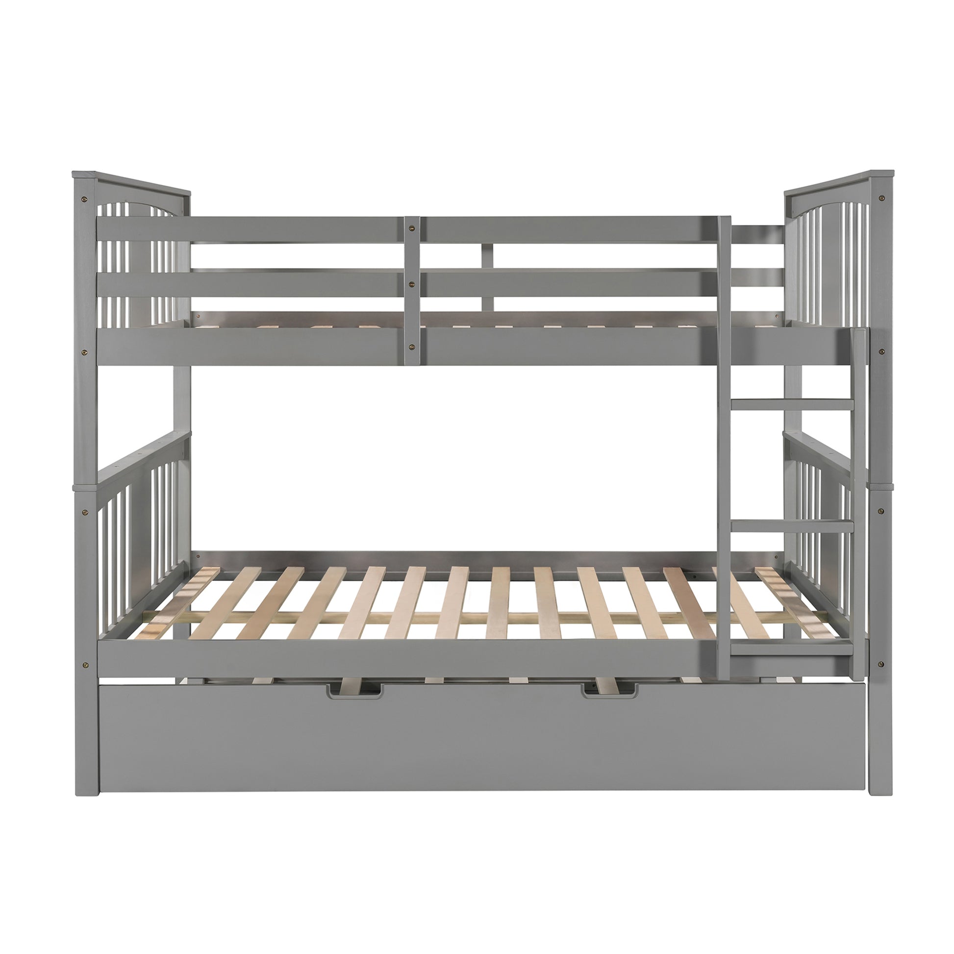 Full Over Full Bunk Bed With Twin Size Trundle And Ladder Gray Old Sku: Lp000204Aae Gray Solid Wood