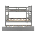 Full Over Full Bunk Bed With Twin Size Trundle And Ladder Gray Old Sku: Lp000204Aae Gray Solid Wood